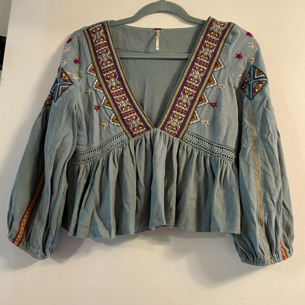 NWOT Embroidered Free People Top